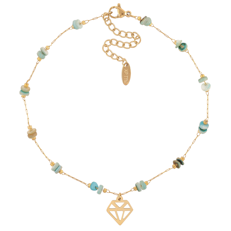 Браслет Xuping ТТМ Stainless Steel цвет 14К на ногу "Цепочка с бусинами и подвеской" длина с доп. цепочкой 25-30см х 1-4мм фото №19