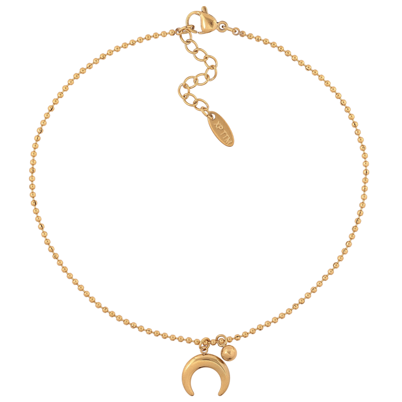 Браслет Xuping ТТМ Stainless Steel цвет 14К на ногу "Цепочка с подвесками" длина с доп. цепочкой 24.5-28см х 1.5мм фото №1