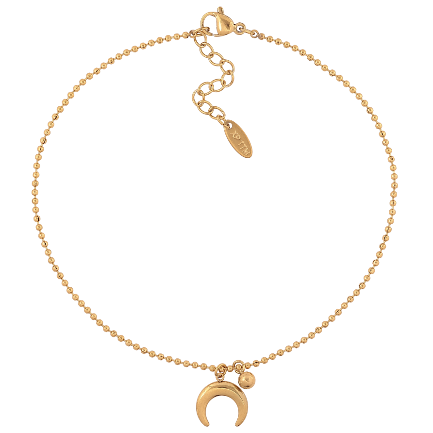 Браслет Xuping ТТМ Stainless Steel колір 14К на ногу "Ланцюжок з підвісками" довжина з дод. ланцюжком 24.5-28см х 1.5мм фото №1