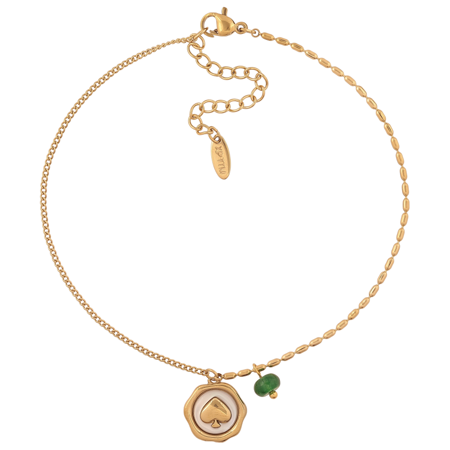 Браслет Xuping ТТМ Stainless Steel цвет 14К на ногу "Цепочка с подвесками" длина с доп. цепочкой 24-29см х 1.5мм фото №1