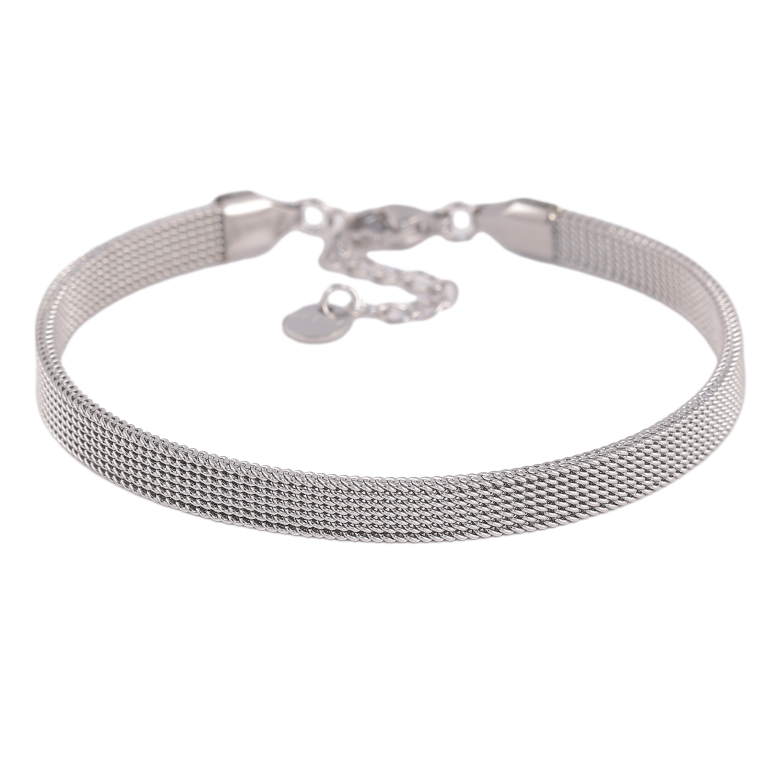 Браслет Xuping ТТМ Stainless Steel цвет Родий "Цепочка Фантазийное плетение" длина с доп. цепочкой 17.5-20.5см х 5мм фото №1