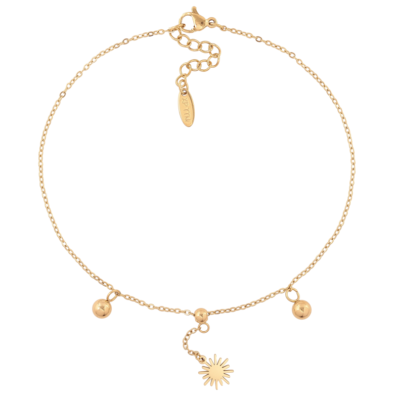 Браслет Xuping ТТМ Stainless Steel колір 14К на ногу "Ланцюжок з підвісками" довжина з дод. ланцюжком 24.5-27.5см х 1.5мм фото №1