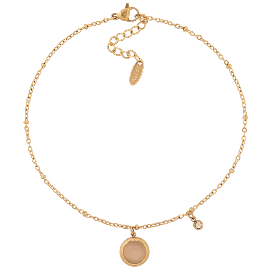 Браслет Xuping ТТМ Stainless Steel цвет 14К на ногу "Цепочка с подвесками" длина с доп. цепочкой 24.5-28см х 2мм фото №1