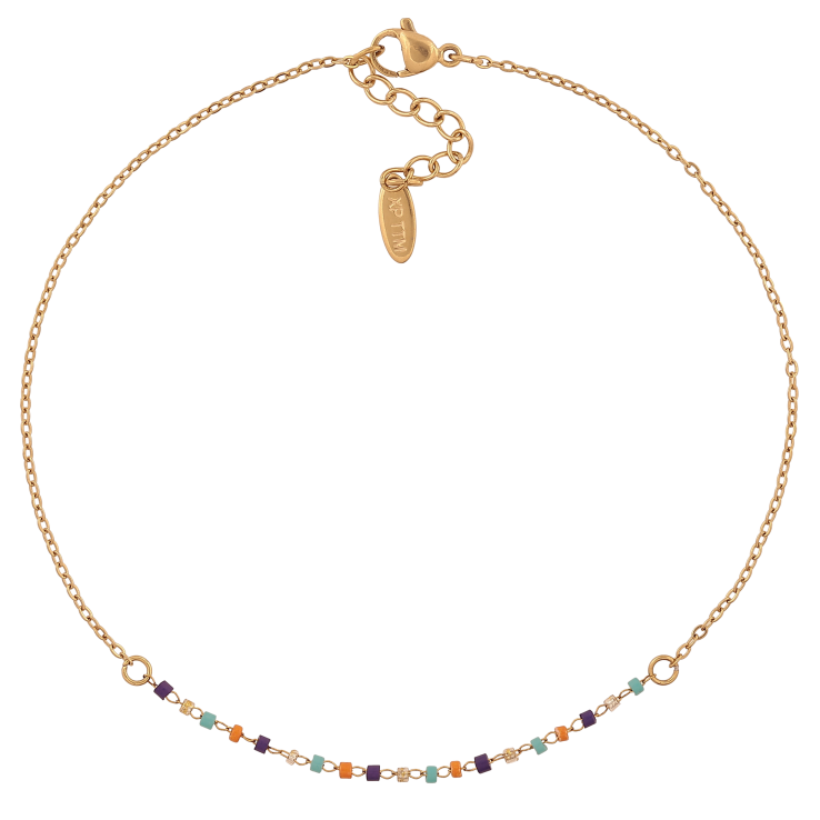 Браслет Xuping ТТМ Stainless Steel колір 14К на ногу "Ланцюжок з різнокольоровим бісером" довжина з дод. ланцюжком 26-29см х 1.5-2мм фото №6 Браслет Xuping ТТМ Stainless Steel колір 14К на ногу "Ланцюжок з різнокольоровим бісером" довжина з дод. ланцюжком 26-29см х 1.5-2мм фото №6