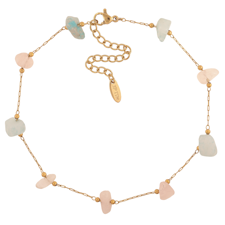 Браслет Xuping ТТМ Stainless Steel цвет 14К на ногу "Цепочка с цветными камнями" длина с доп. цепочкой 24.5-30см х 1-2мм фото №11