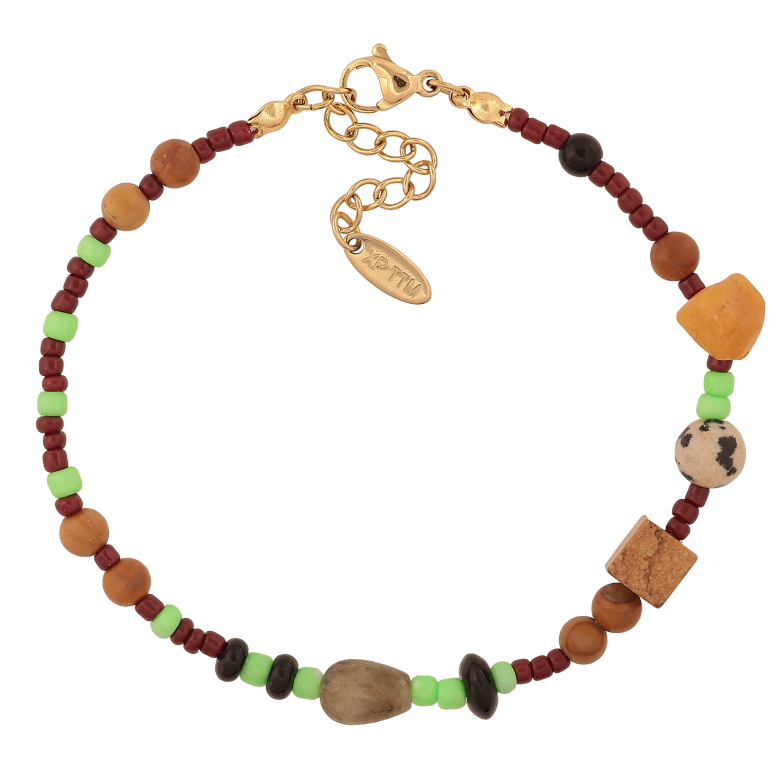 Браслет Xuping ТТМ Stainless Steel цвет 14К "Декоративные цветные бусины" длина с доп. цепочкой 19-22см х 2-7мм фото №2