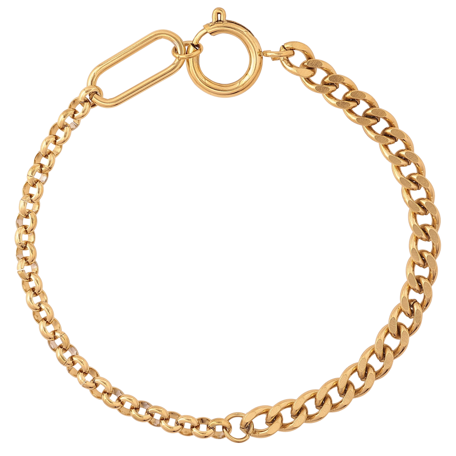 Браслет Xuping ТТМ Stainless Steel цвет 14К "Цепочка комбинированная" длина 19см х 4-5мм фото №1