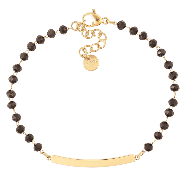 Браслет Xuping ТТМ Stainless Steel цвет 14К "Цепочка с черными бусинами и вставкой" длина с доп. цепочкой 17.5-20.5см х 3мм фото №20