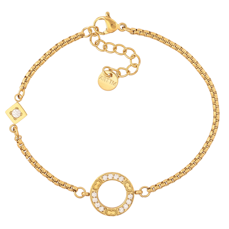 Браслет Xuping ТТМ Stainless Steel цвет 14К "Цепочка с декоративными вставками" длина с доп. цепочкой 17-20см х 2-13мм фото №22