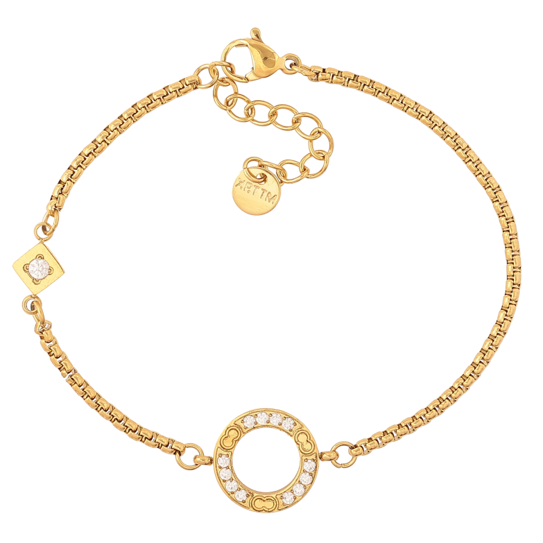 Браслет Xuping ТТМ Stainless Steel колір 14К "Ланцюжок з декоративними вставками" довжина з дод. ланцюжком 17-20см х 2-13мм фото №1