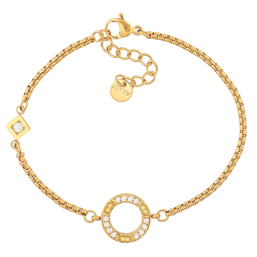 Браслет Xuping ТТМ Stainless Steel цвет 14К "Цепочка с декоративными вставками" длина с доп. цепочкой 17-20см х 2-13мм фото №1