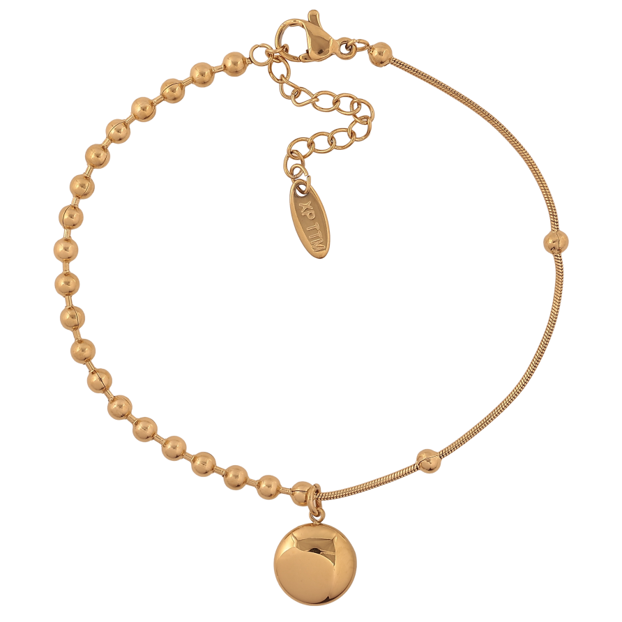 Браслет Xuping ТТМ Stainless Steel цвет 14К "Цепочка комбинированная с подвеской" длина с доп. цепочкой 18-21см х 1-3мм фото №1