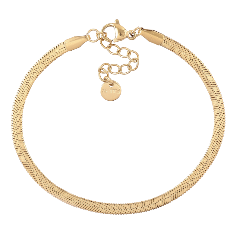 Браслет Xuping ТТМ Stainless Steel колір 14К "Ланцюжок Снейк" довжина з дод. ланцюжком 17-20см х 3мм фото №1