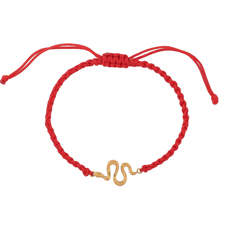 Браслет Xuping ТТМ Stainless Steel колір 14К "Червоний шнур із вставкою змія" на затяжці 15-24см х 2мм фото №1