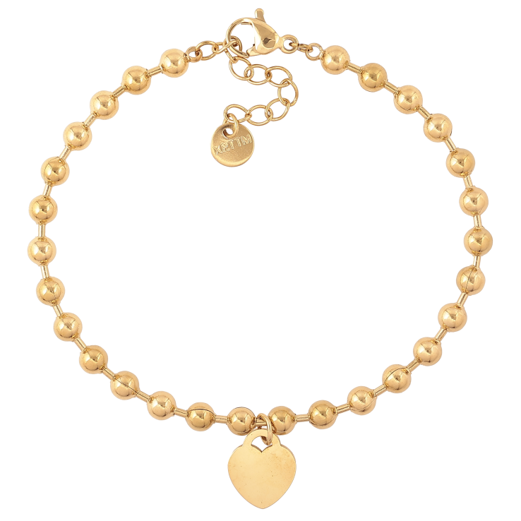 Браслет Xuping ТТМ Stainless Steel цвет 14К "Цепочка Перлина с сердечком" длина с доп. цепочкой 17-20см х 4мм фото №16