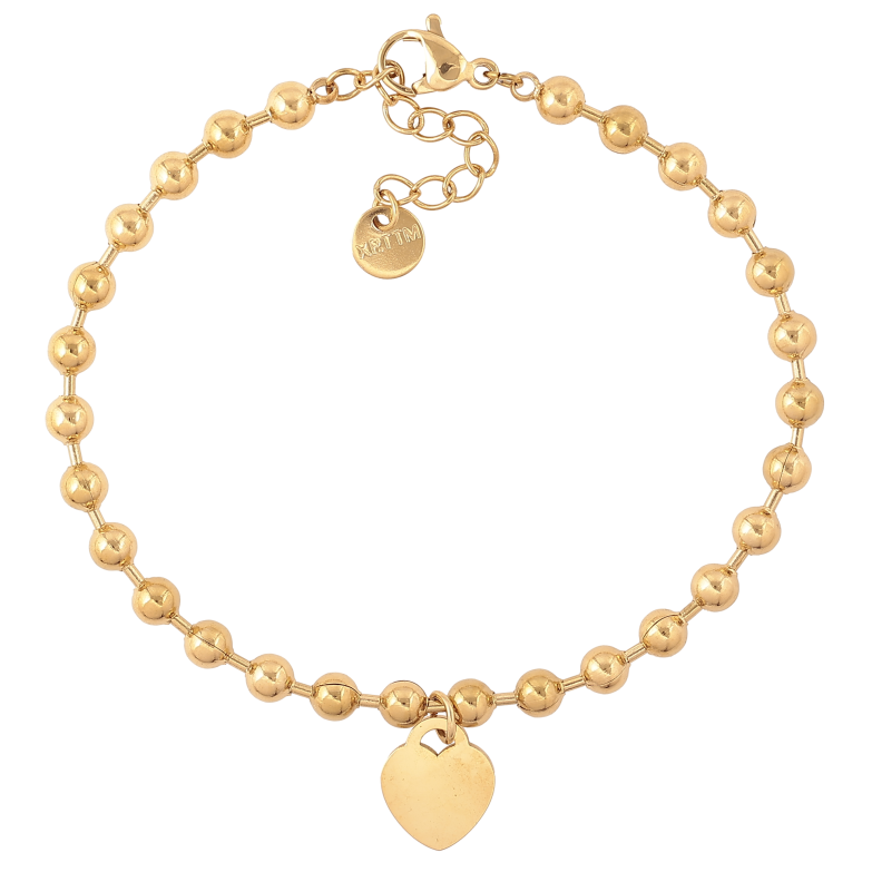 Браслет Xuping ТТМ Stainless Steel колір 14К "Ланцюжок Перлина з серцем" довжина з дод. ланцюжком 17-20см х 4мм фото №1