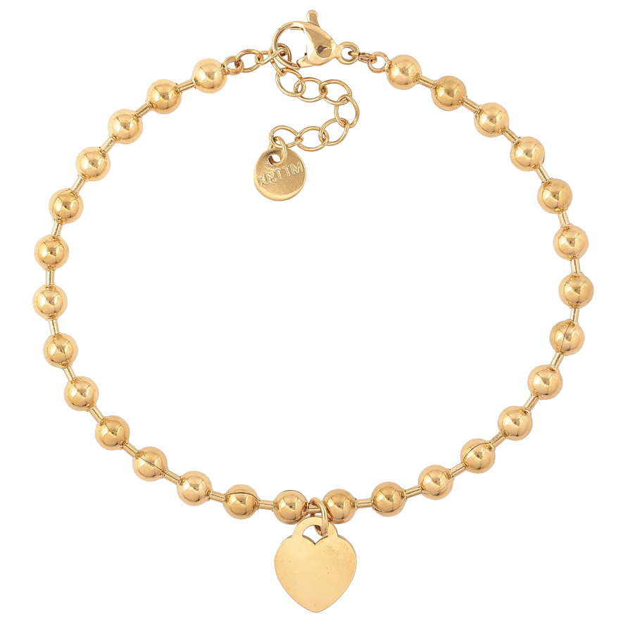 Браслет Xuping ТТМ Stainless Steel цвет 14К "Цепочка Перлина с сердечком" длина с доп. цепочкой 17-20см х 4мм фото №1