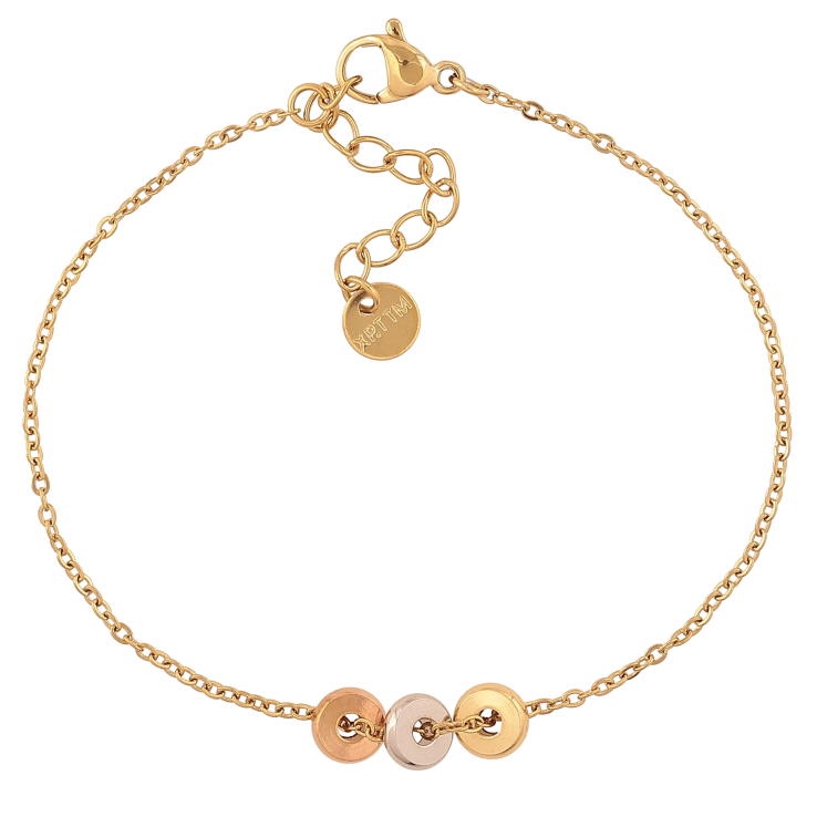 Браслет Xuping ТТМ Stainless Steel цвет 14К+РО+Родий "Цепочка с бусинами" длина с доп. цепочкой 17.5-20.5см х 1.5мм фото №21