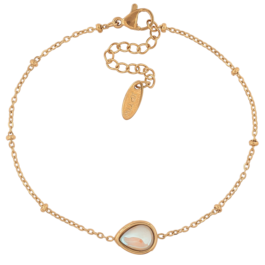 Браслет Xuping ТТМ Stainless Steel цвет 14К "Цепочка с кристальной капелькой" длина с доп. цепочкой 18-21см х 1-8мм фото №1 Браслет Xuping ТТМ Stainless Steel цвет 14К "Цепочка с кристальной капелькой" длина с доп. цепочкой 18-21см х 1-8мм фото №1