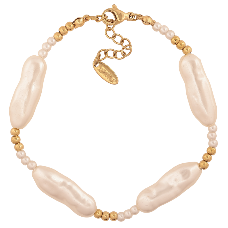 Браслет Xuping ТТМ Stainless Steel колір 14К "Декоративні намистини" довжина з дод. ланцюжком 18.5-22см х 3-8мм фото №6