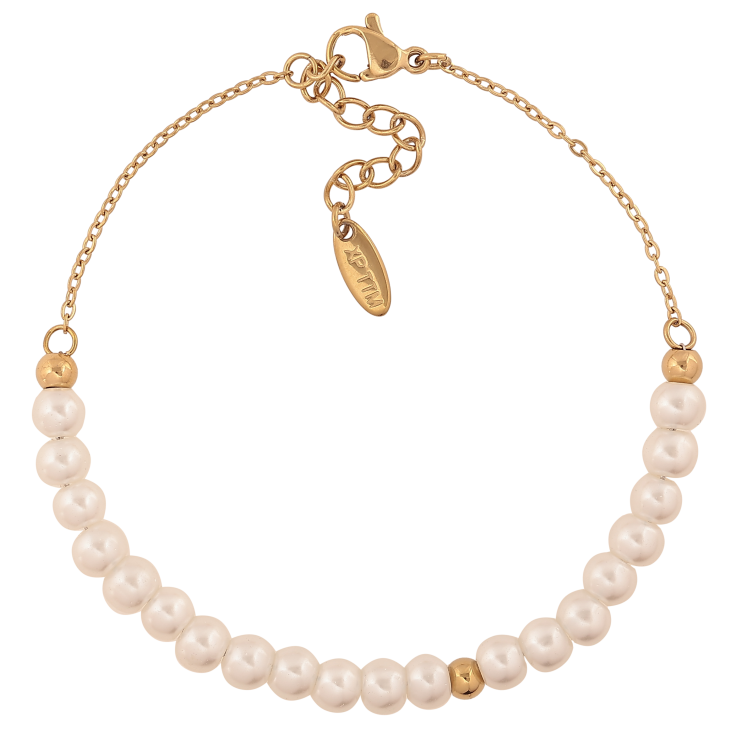 Браслет Xuping ТТМ Stainless Steel цвет 14К "Цепочка с жемчужными бусинами" длина с доп. цепочкой 18.5-21.5см х 1.5-5мм фото №7 Браслет Xuping ТТМ Stainless Steel цвет 14К "Цепочка с жемчужными бусинами" длина с доп. цепочкой 18.5-21.5см х 1.5-5мм фото №7