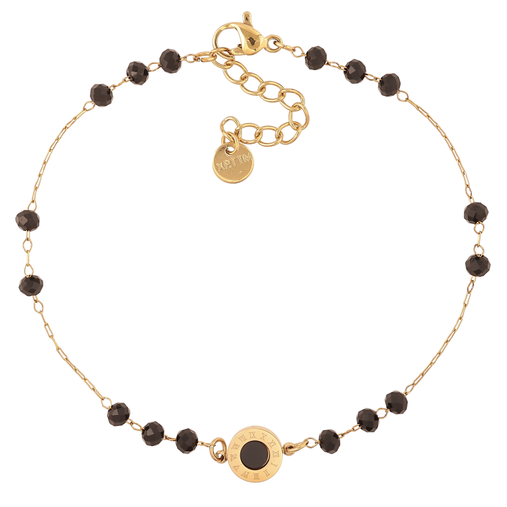 Браслет Xuping ТТМ Stainless Steel цвет 14К "Цепочка с черными бусинами и вставкой" длина с доп. цепочкой 20-23см х 0.5-8мм фото №14