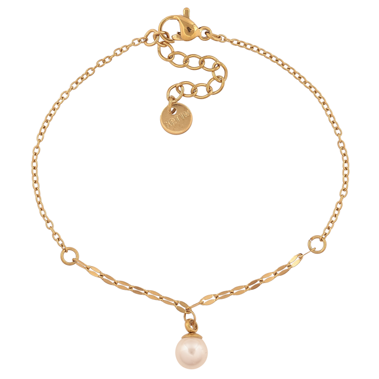 Браслет Xuping ТТМ Stainless Steel цвет 14К "Цепочка с жемчужной подвеской" длина с доп. цепочкой 17-20см х 1.5-2мм фото №24