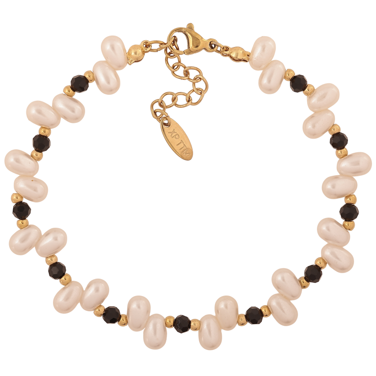 Браслет Xuping ТТМ Stainless Steel цвет 14К "Жемчужно-черные бусины" длина с доп. цепочкой 18.5-22см х 2-11мм фото №20