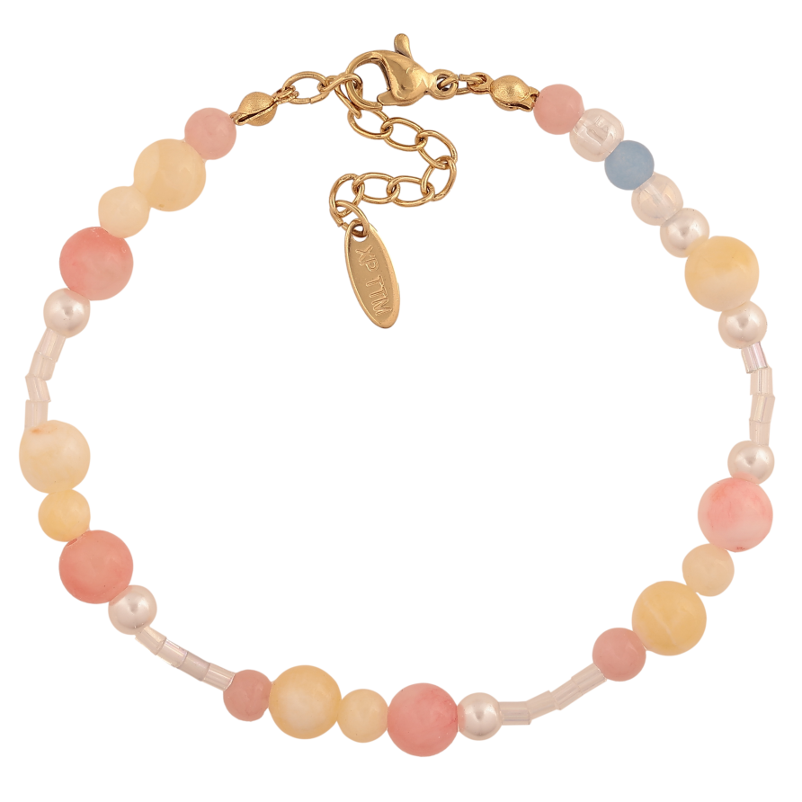 Браслет Xuping ТТМ Stainless Steel цвет 14К "Разноцветные бусины" длина с доп. цепочкой 18.5-21.5см х 2-6мм фото №1