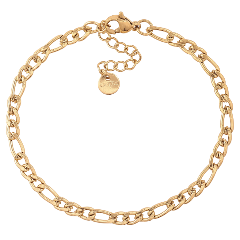 Браслет Xuping ТТМ Stainless Steel цвет 14К "Цепочка Фигаро" длина с доп. цепочкой 17-20.5см х 4мм фото №1