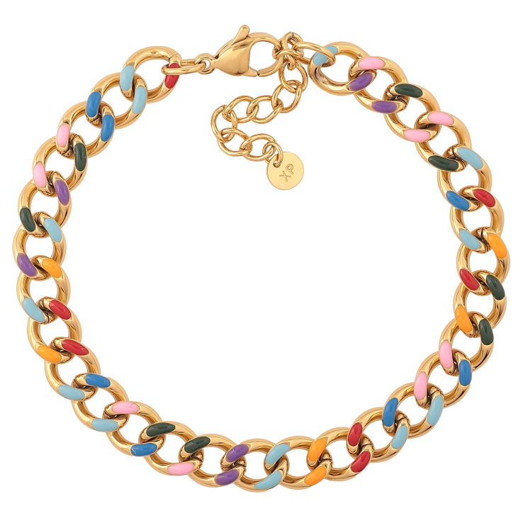 Браслет Xuping ТТМ Stainless Steel цвет 14К "Цепочка Панцирная с цветной эмалью" длина с доп. цепочкой 18-21см х 7мм фото №12