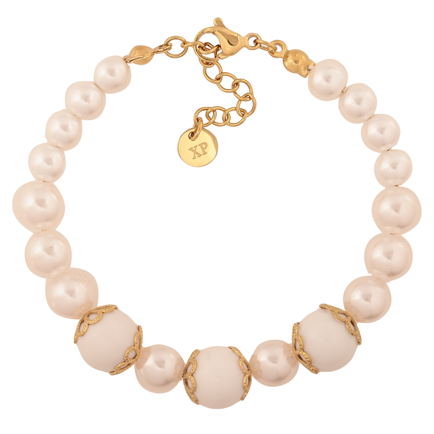 Браслет Xuping ТТМ Stainless Steel цвет 14К "Жемчужные бусины" длина с доп. цепочкой 17-20см х 6-10мм фото №1