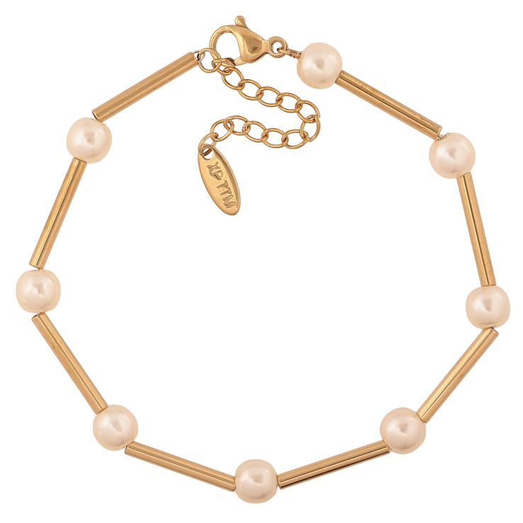 Браслет Xuping ТТМ Stainless Steel цвет 14К "Жемчужные бусины" длина с доп. цепочкой 18-21см х 2-6мм фото №15