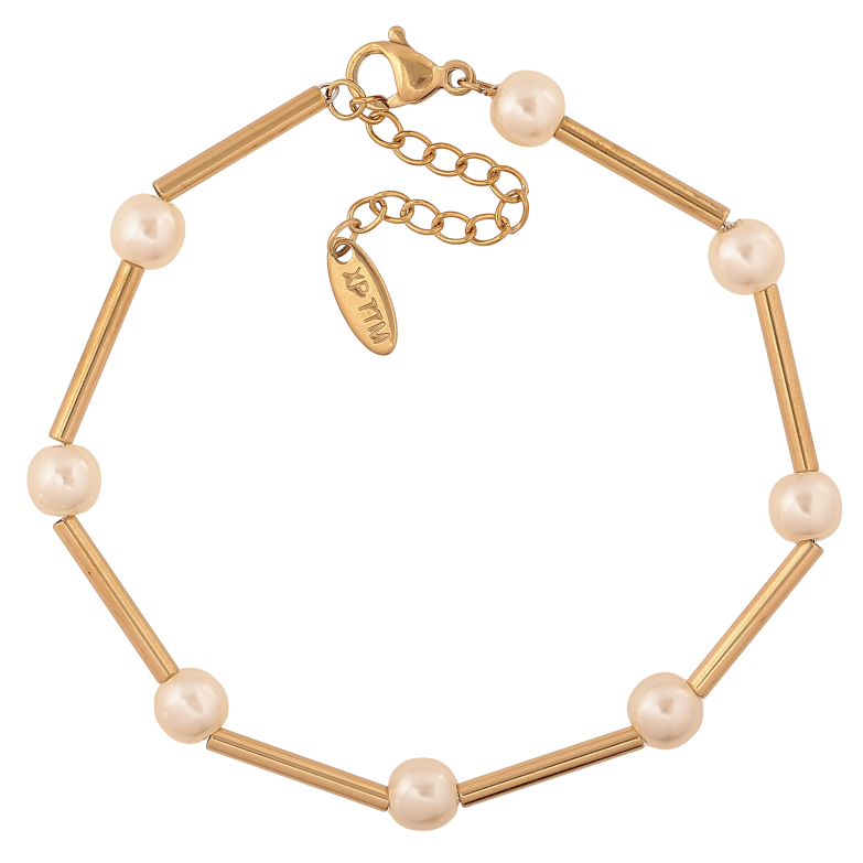 Браслет Xuping ТТМ Stainless Steel цвет 14К "Жемчужные бусины" длина с доп. цепочкой 18-21см х 2-6мм фото №2 Браслет Xuping ТТМ Stainless Steel цвет 14К "Жемчужные бусины" длина с доп. цепочкой 18-21см х 2-6мм фото №2