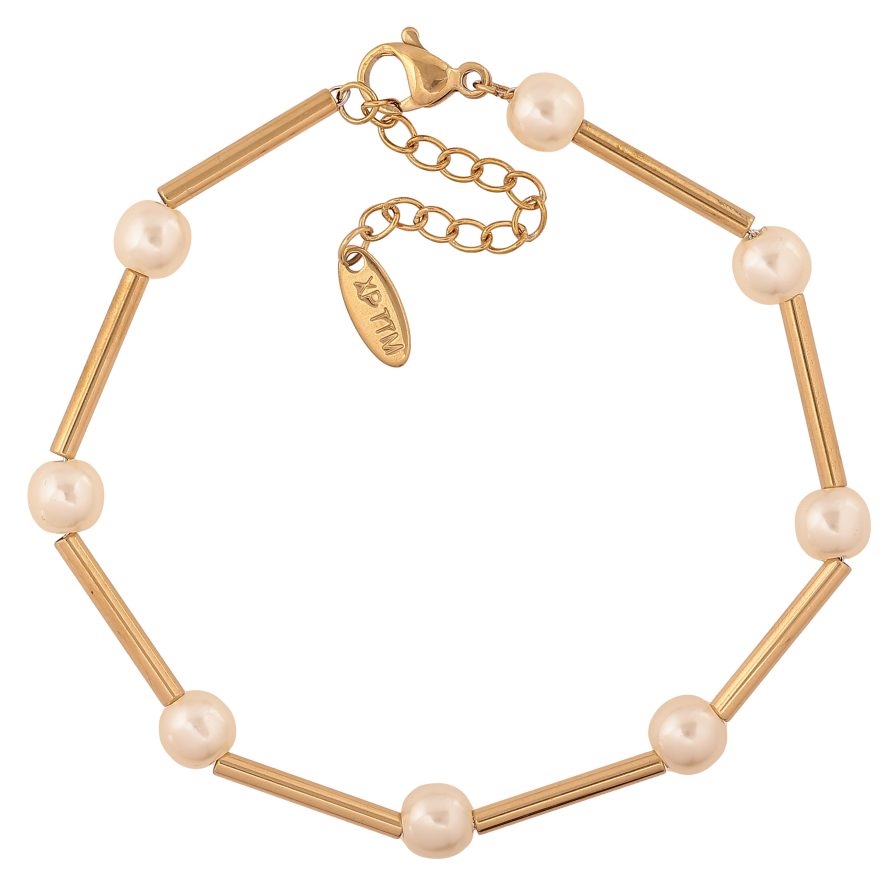 Браслет Xuping ТТМ Stainless Steel цвет 14К "Жемчужные бусины" длина с доп. цепочкой 18-21см х 2-6мм фото №1 Браслет Xuping ТТМ Stainless Steel цвет 14К "Жемчужные бусины" длина с доп. цепочкой 18-21см х 2-6мм фото №1