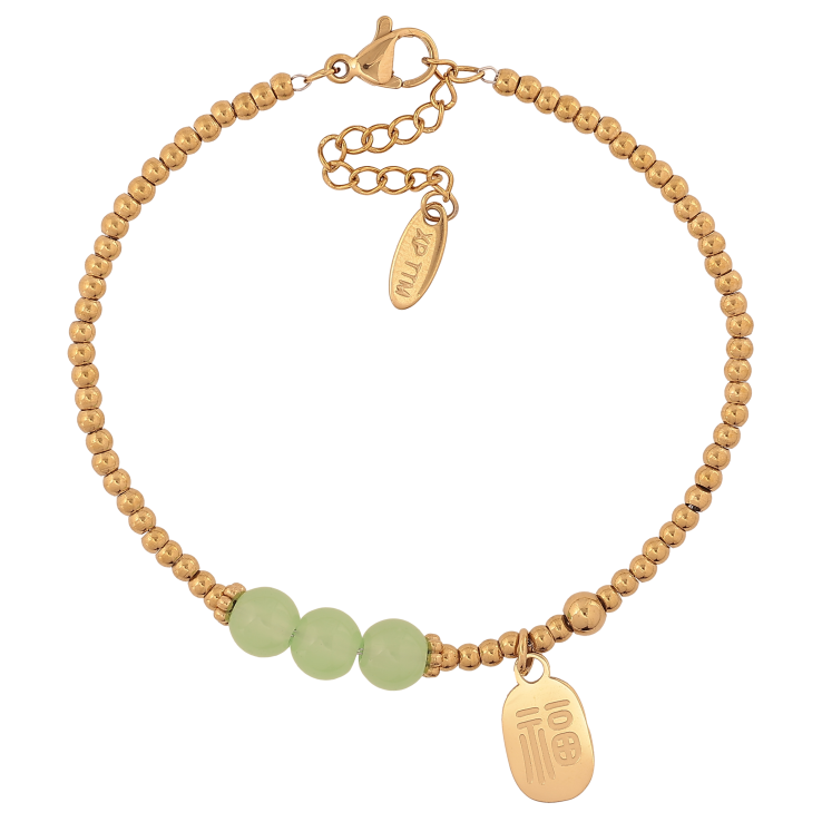 Браслет Xuping ТТМ Stainless Steel цвет 14К "Золотисто-зеленые бусины с подвеской" длина с доп. цепочкой 17-20см х 2.5-6мм фото №16