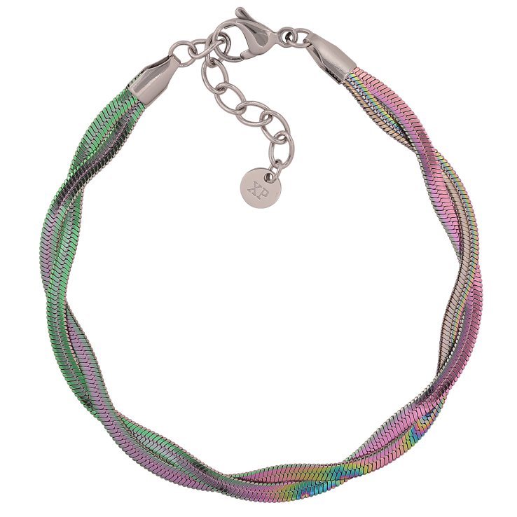 Браслет Xuping ТТМ Stainless Steel цвет Хамелеон "Сплетенные цепочки Снейк" длинна с доп. цепочкой 20-23.5см х 6мм фото №7