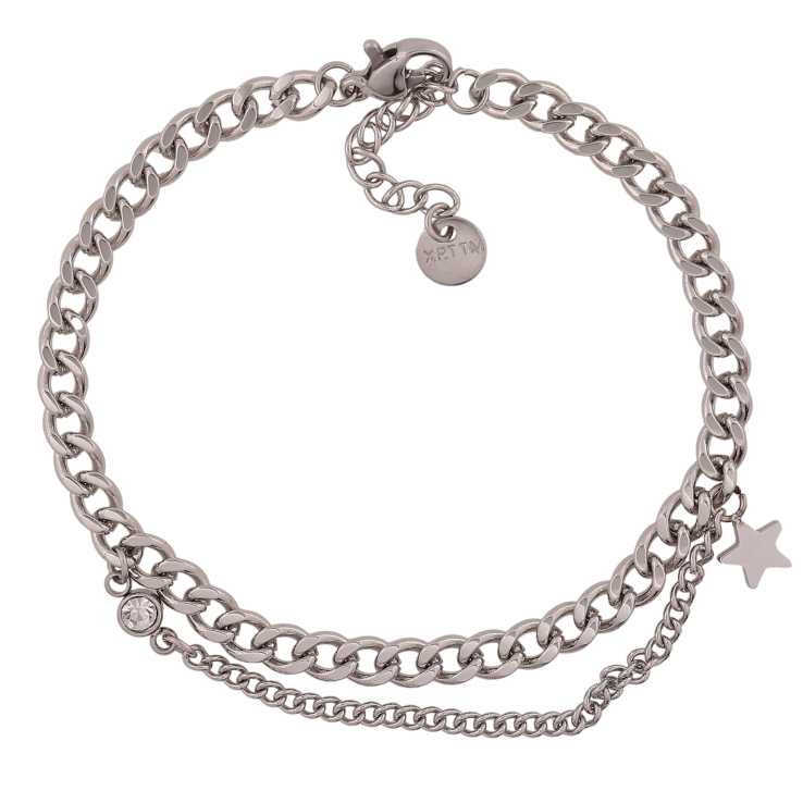 Браслет Xuping ТТМ Stainless Steel цвет Родий "Цепочка Панцирная с подвеской" длина с доп. цепочкой 17.5-20.5см х 4.5мм фото №13