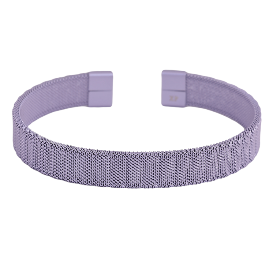 Браслет Xuping ТТМ Stainless Steel колір Родій "Декоративний візерунок, фарбування бузковою емаллю, шир. 10мм" ø 6см фото №1