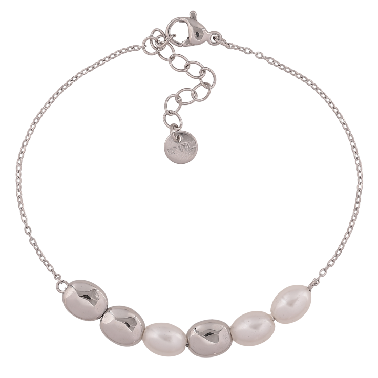 Браслет Xuping ТТМ Stainless Steel цвет Родий "Цепочка с бусинами" длина с доп. цепочкой 18-21см х 1-7мм фото №2