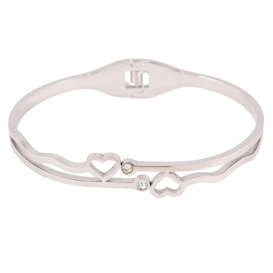 Браслет Xuping ТТМ Stainless Steel цвет Родий "Узор сердечки с кристаллами" ø 5.7см фото №1 Браслет Xuping ТТМ Stainless Steel цвет Родий "Узор сердечки с кристаллами" ø 5.7см фото №1