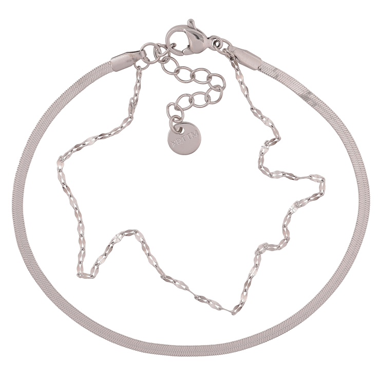 Браслет Xuping ТТМ Stainless Steel колір Родій "Два ланцюжки" довжина з дод. ланцюжком 18-21см х 1.5-2мм фото №17