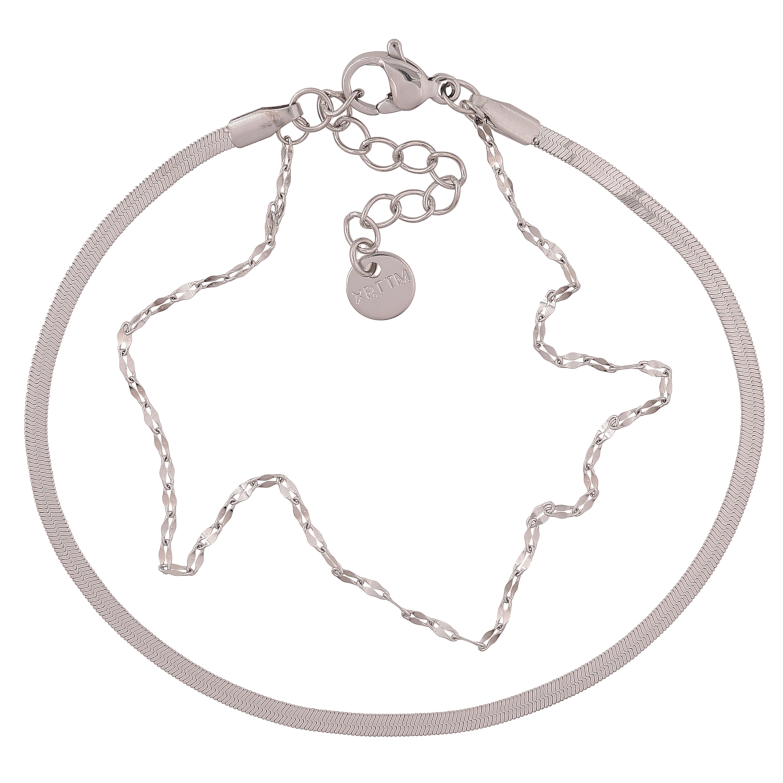 Браслет Xuping ТТМ Stainless Steel колір Родій "Два ланцюжки" довжина з дод. ланцюжком 18-21см х 1.5-2мм фото №1