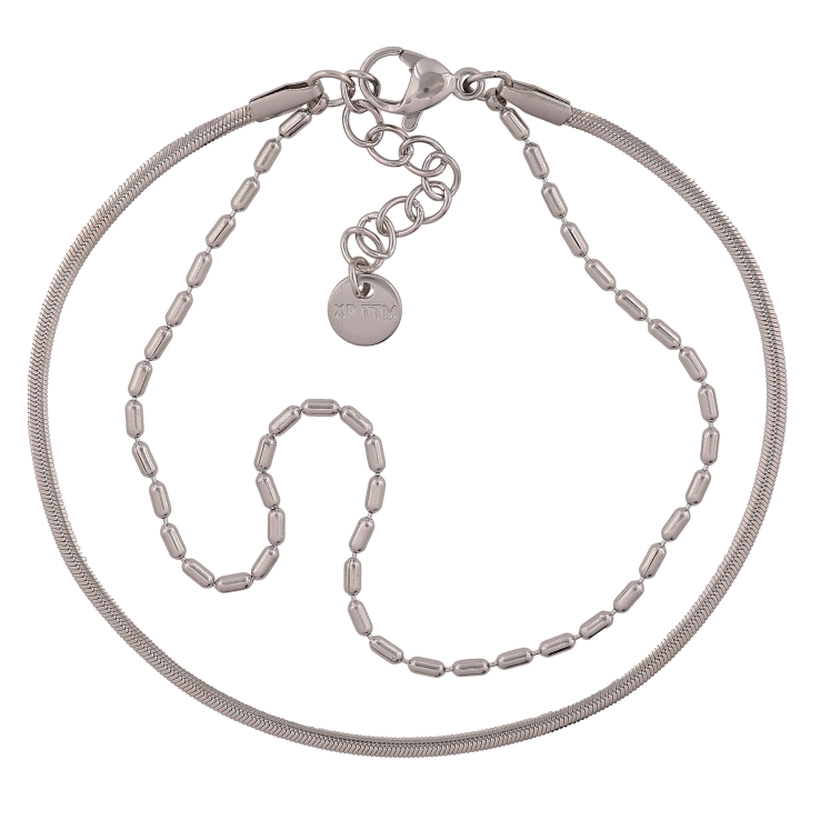 Браслет Xuping ТТМ Stainless Steel цвет Родий "Двойная цепочка" длина с доп. цепочкой 18-21см х 3мм фото №9