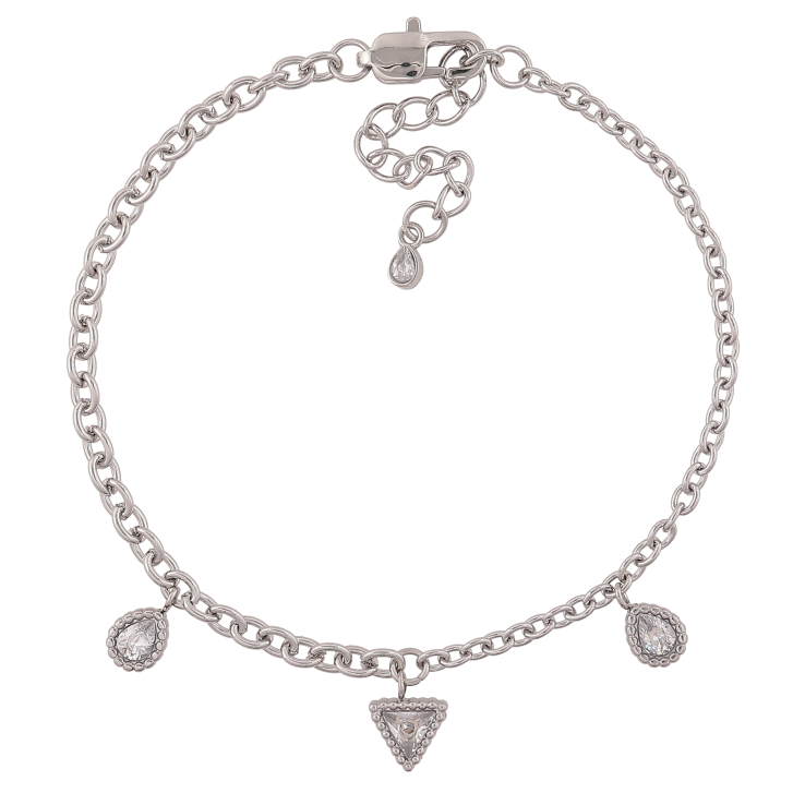Браслет Xuping ТТМ Stainless Steel цвет Родий "Цепочка с подвесками" длина с доп. цепочкой 17-21см х 2-3мм фото №6