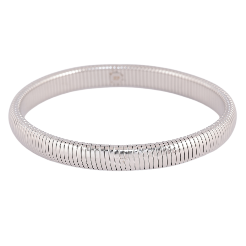 Браслет Xuping ТТМ Stainless Steel колір Родій "Декоративний візерунок, шир. 8мм" браслет гнучкий ø 6см фото №1