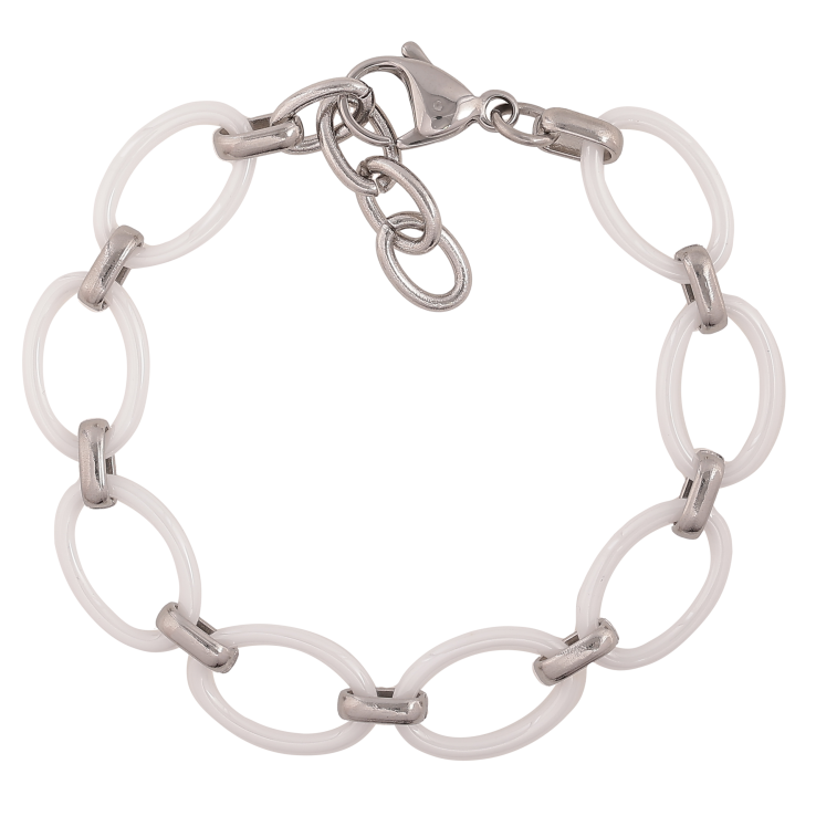 Браслет Xuping ТТМ Stainless Steel цвет Родий "Звенья из белой керамики" длина с доп. цепочкой 16-19см х 2-11мм фото №21 Браслет Xuping ТТМ Stainless Steel цвет Родий "Звенья из белой керамики" длина с доп. цепочкой 16-19см х 2-11мм фото №21