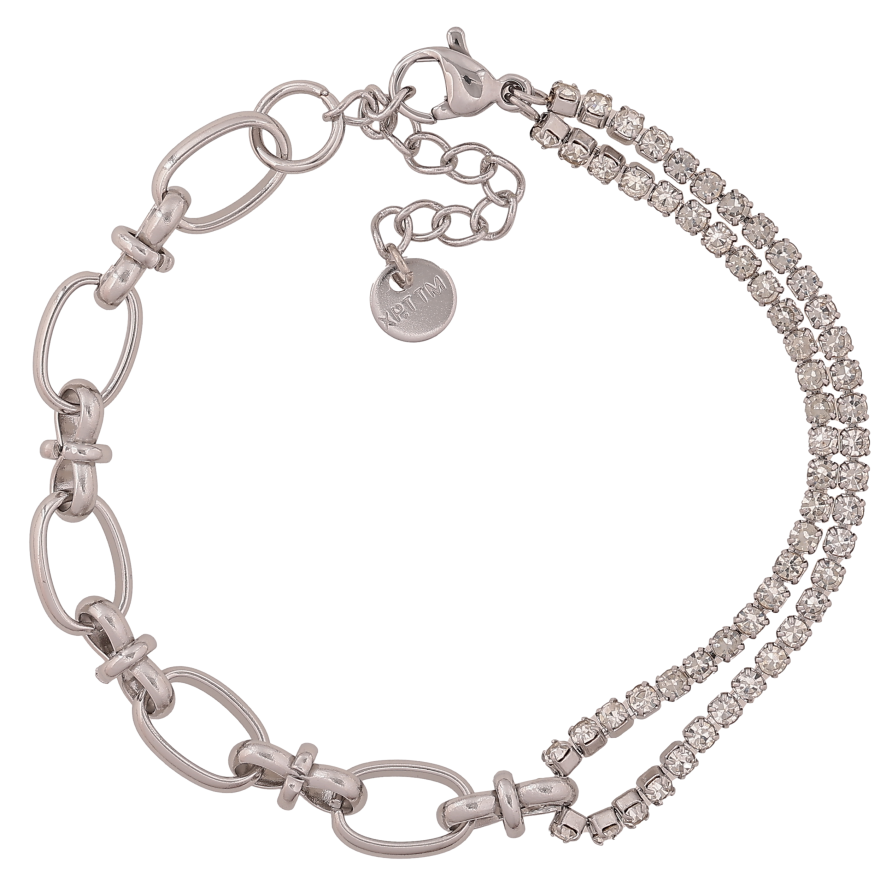 Браслет Xuping ТТМ Stainless Steel колір Родій "Ланцюжок комбінований" довжина з дод. ланцюжком 16.5-20см х 2-7мм фото №1