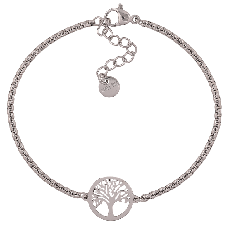 Браслет Xuping ТТМ Stainless Steel цвет Родий "Древо жизни" длина с доп. цепочкой 17.5-20.5см х 2-13мм фото №1 Браслет Xuping ТТМ Stainless Steel цвет Родий "Древо жизни" длина с доп. цепочкой 17.5-20.5см х 2-13мм фото №1