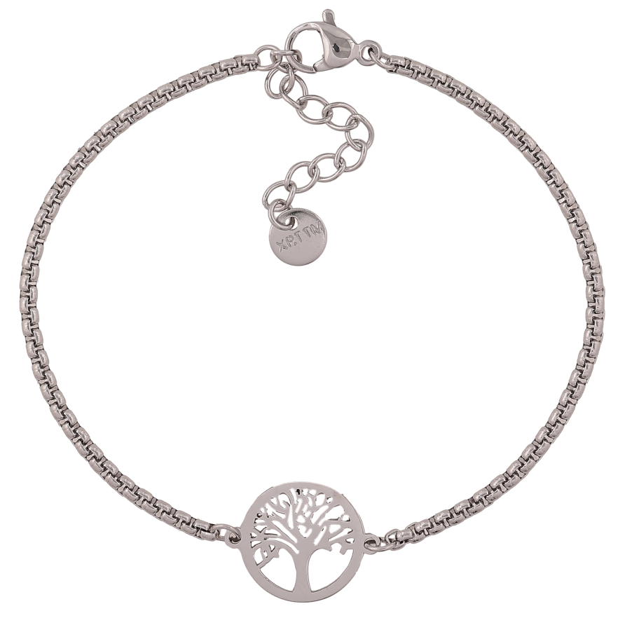 Браслет Xuping ТТМ Stainless Steel цвет Родий "Древо жизни" длина с доп. цепочкой 17.5-20.5см х 2-13мм фото №1 Браслет Xuping ТТМ Stainless Steel цвет Родий "Древо жизни" длина с доп. цепочкой 17.5-20.5см х 2-13мм фото №1